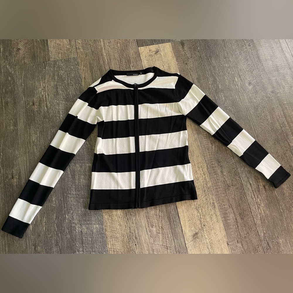 HENNES Black and White Knit Cardigan